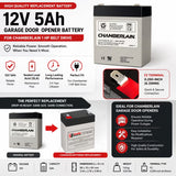 Chamberlain 1 HP Belt Drive 12V 5Ah garage door opener battery Sealed Lead Acid CB Generic F2 Terminal - 0.250-inch (6.35mm)