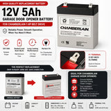 Chamberlain 1 HP Belt Drive 12V 5Ah garage door opener battery Sealed Lead Acid CB Generic F1 Terminal - 0.187-inch (4.75 mm)