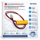 1.2v, Ni-cd, 1500mah , Battery Fits Lithonia 012-745, 850.0069, Nic1056 Batteries for Electronics BB Generic
