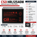 Replacement Battery for UPS12-495PLP – CSB HRL12540W 12V High-Rate AGM UPS Battery
