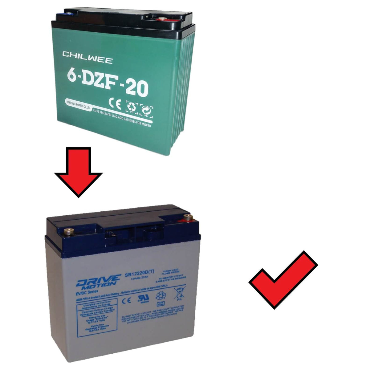 12V, 20Ah, replacement battery for Chilwee 6-dzf-20 with F13 terminals Sealed Lead Acid CB Generic