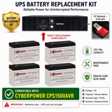 CyberPower CPS1500AVR 12V 7Ah AGM UPS Battery Kit 4 Pack UPS Batteries CB Range Standard Battery (7Ah)