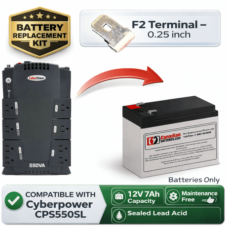 Battery For Cyberpower Cps550sl UPS, 1 X 12v, 7ah UPS Batteries CB Range