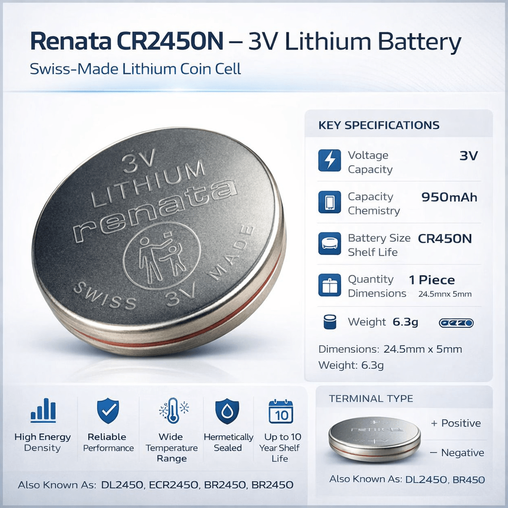 Cr2450n 3 Volt Lithium Battery Replacement Coin Cell Batteries Canadianbatteries.com