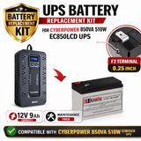 UPS Battery For CyberPower 850VA 510W EC850LCD UPS, 1 X 12v, 9ah - 108wh UPS Batteries CB Range