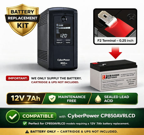 Battery For Cyberpower Cp850avrlcd UPS, 1 X 12v, 7ah - 84wh UPS Batteries CB Range