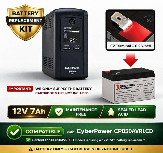 Battery For Cyberpower Cp850avrlcd UPS, 1 X 12v, 7ah - 84wh UPS Batteries CB Range