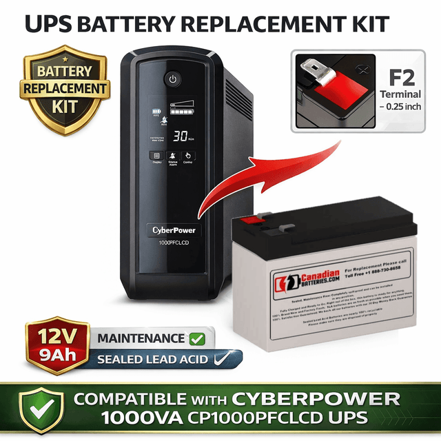 UPS Battery For Cyberpower 1000VA Cp1000pfclcd UPS, 1 X 12v, 9ah - 108wh UPS Batteries CB Range