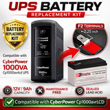 Battery For Cyberpower 1000VA, Cp1000avrlcd UPS, 1 X 12v, 9ah - 108wh UPS Batteries CB Range