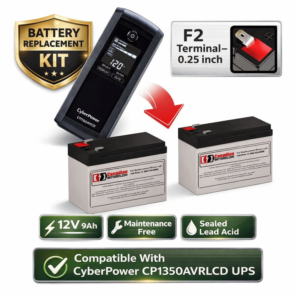 CyberPower CP1350AVRLCD UPS Battery Replacement 2 Pack 12V 9Ah AGM UPS Batteries CB Range