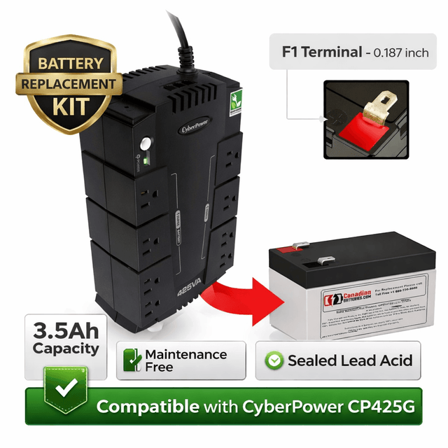 Battery For Cyberpower Cp425g, 425 VA, 255W, UPS, 1 X 12v, 3.5ah UPS Batteries CB Range