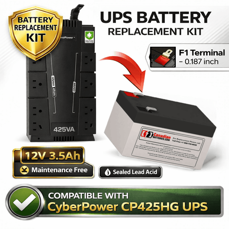 Battery For Cyberpower Cp425hg UPS, 1 X 12v, 3.5ah - 42wh UPS Batteries CB Range