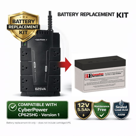 Battery For Cyberpower Cp625hg - Version 1 UPS, 1 X 12v, 5.5ah - 66wh UPS Batteries CB Range