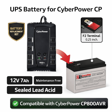 Battery For Cyberpower Cp800avr UPS, 1 X 12v, 7ah - 84wh UPS Batteries CB Range