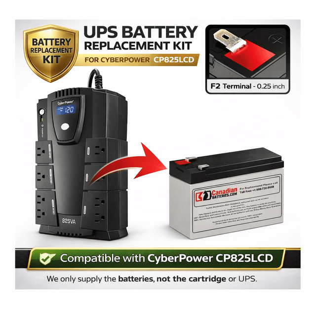 Battery For Cyberpower Cp825lcd UPS, 1 X 12v, 9ah - 108wh UPS Batteries CB Range