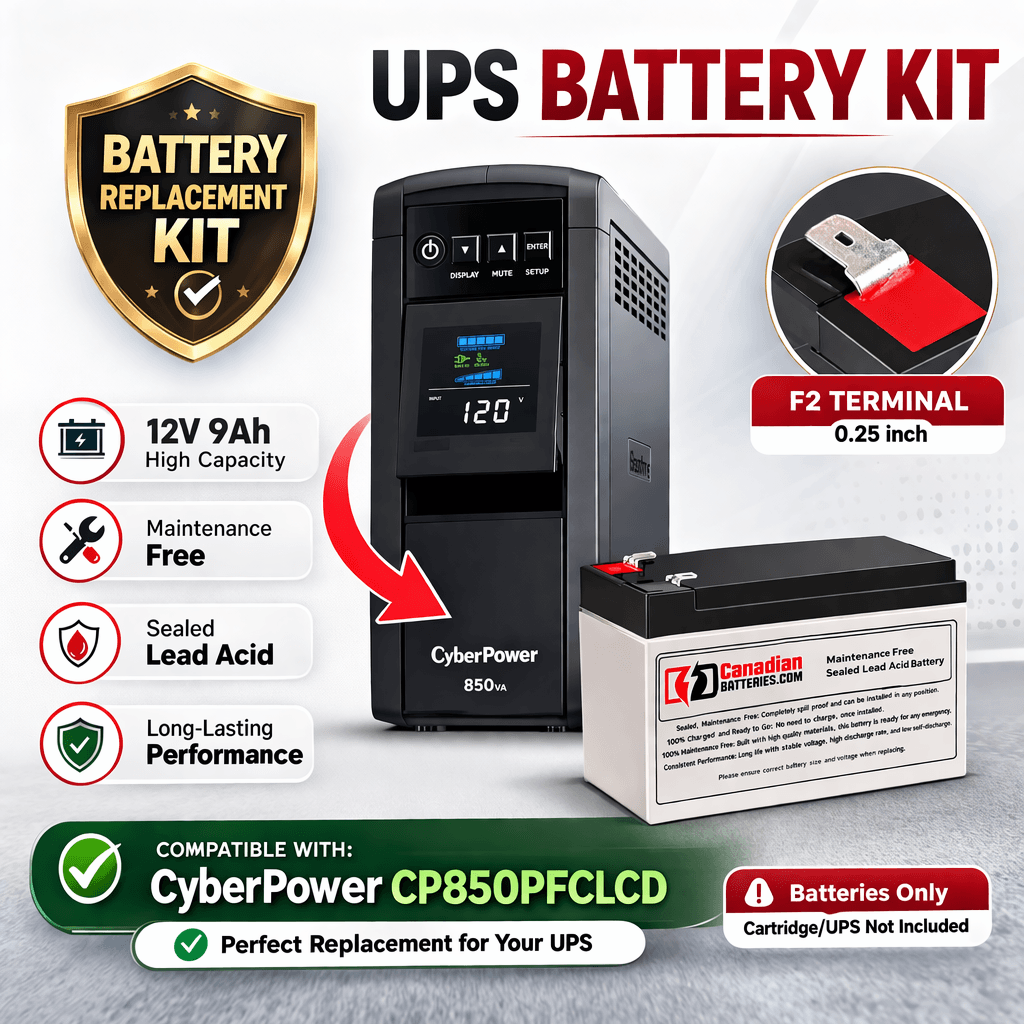 Battery For Cyberpower Cp850pfclcd UPS, 1 X 12v, 9ah - 108wh UPS Batteries CB Range
