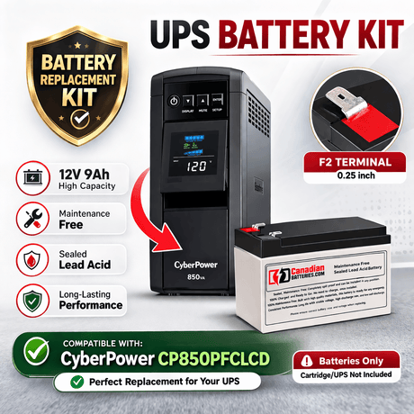 Battery For Cyberpower Cp850pfclcd UPS, 1 X 12v, 9ah - 108wh UPS Batteries CB Range