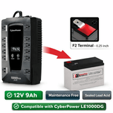 Cyberpower LE1000DG UPS Battery Replacement 12V 9Ah AGM 1 Pack UPS Batteries CB Range