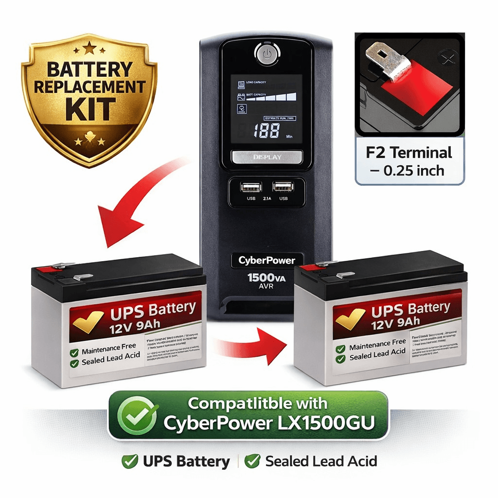 UPS Batteries For Cyberpower LX1500GU UPS, 2 X 12v, 9ah - 108wh UPS Batteries CB Range