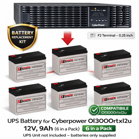 Batteries For Cyberpower Ol3000rtxl2u UPS, 6 X 12v, 9ah - 3000 VA / 2700 W UPS Batteries CB Range