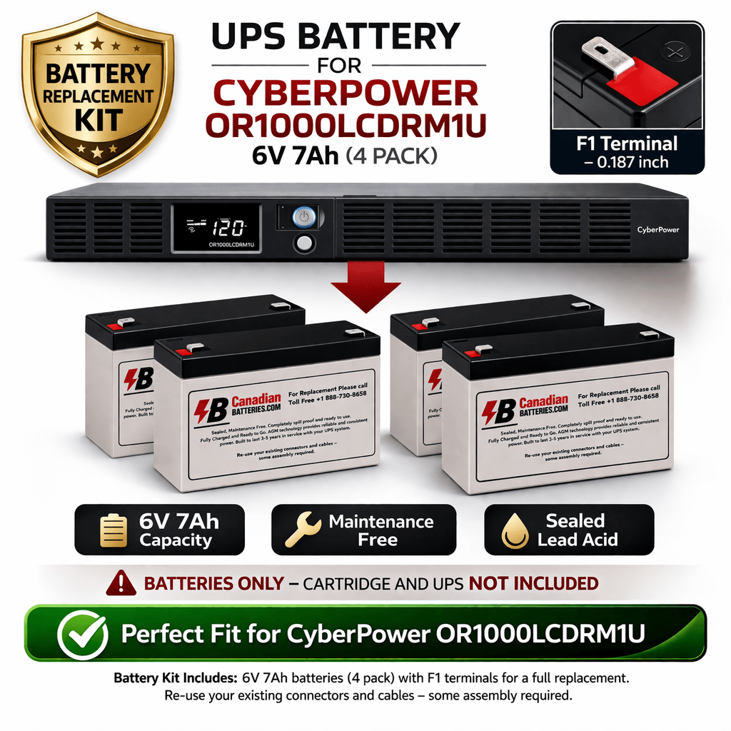 Batteries For Cyberpower Or1000lcdrm1u UPS, 4 X 6v, 7ah - 42wh UPS Batteries CB Range