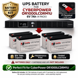Batteries For Cyberpower Or1000lcdrm1u UPS, 4 X 6v, 7ah - 42wh UPS Batteries CB Range