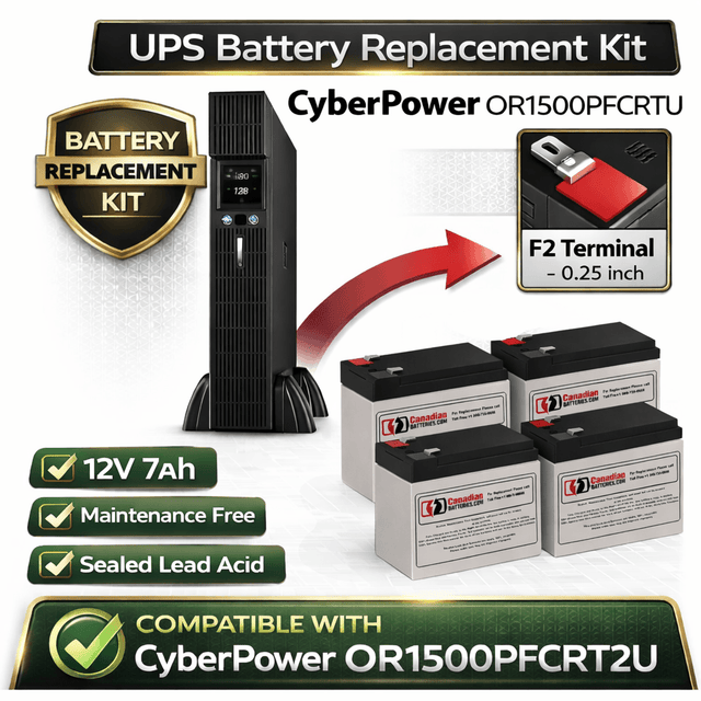 Batteries For Cyberpower Or1500pfcrt2u UPS, 4 X 12v, 7ah - 84wh UPS Batteries CB Range