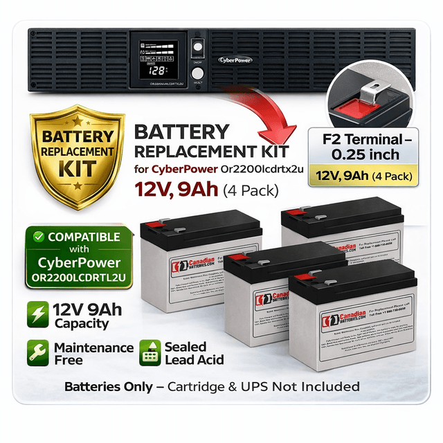 Batteries For Cyberpower Or2200lcdrtxl2u UPS, 4 X 12v, 9ah - 2100 VA / 1650 W UPS Batteries CB Range
