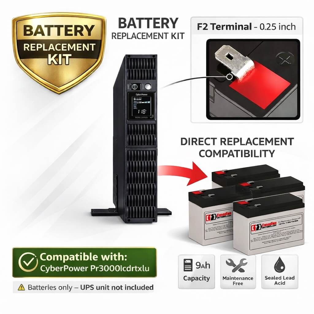 Batteries For Cyberpower Pr3000lcdrtxl2u UPS, 4 X 12v, 9ah - 108wh UPS Batteries CB Range