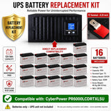 Batteries For Cyberpower Pr6000lcdrtxl5u UPS, 16 X 12v, 9ah - 6000 VA, 4500 W UPS Batteries CB Range