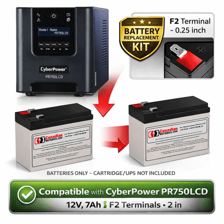 Batteries For Cyberpower Pr750lcd UPS, 2 X 12v, 7ah - 84wh UPS Batteries CB Range
