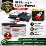 Batteries For Cyberpower Rb0690x2 UPS, 2 X 6v, 7ah - 42wh UPS Batteries CB Range