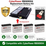 Batteries For Cyberpower Rb0690x4 UPS, 4 X 6v, 7.2ah - 43.2wh UPS Batteries CB Range