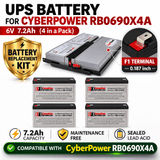 Batteries For Cyberpower Rb0690x4a UPS, 4 X 6v, 7.2ah - 43.2wh UPS Batteries CB Range