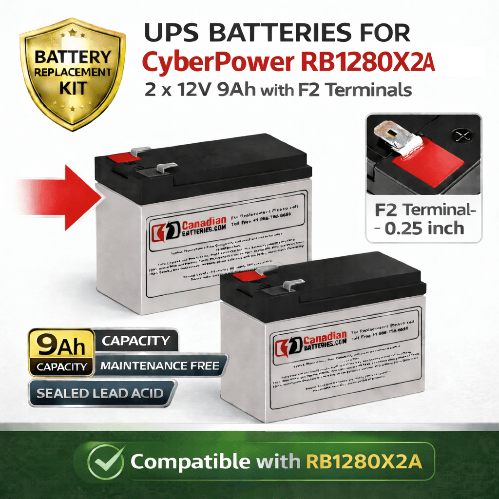 Batteries For Cyberpower Rb1280x2a UPS, 2 X 12v, 9ah - 108wh UPS Batteries CB Range