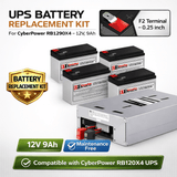 Batteries For Cyberpower Rb1290x4 UPS, 4 X 12v, 9ah - 108wh UPS Batteries CB Range