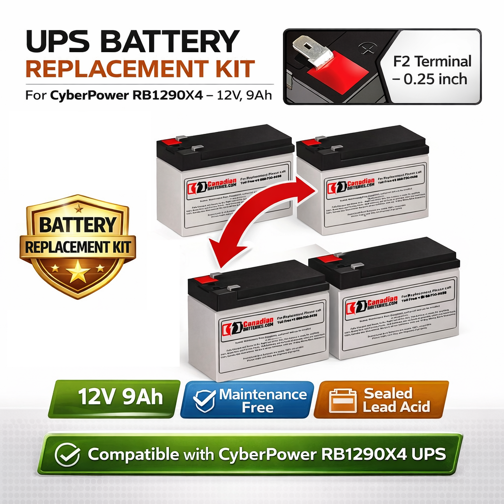 Batteries For Cyberpower Rb1290x4 UPS, 4 X 12v, 9ah - 108wh UPS Batteries CB Range