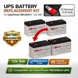 Batteries For Cyberpower Rb1290x4 UPS, 4 X 12v, 9ah - 108wh UPS Batteries CB Range