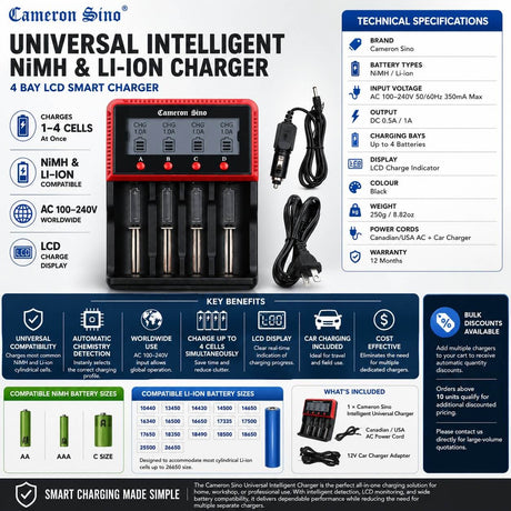 Cameronsino Battery Charger Charges Lithium Ion & Nimh Batteries Battery Charger Cameron Sino Technology Limited