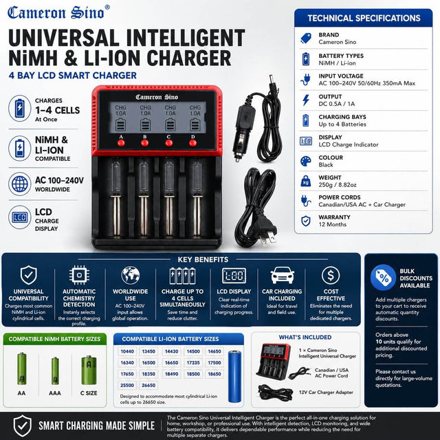Cameronsino Battery Charger Charges Lithium Ion & Nimh Batteries Battery Charger Cameron Sino Technology Limited