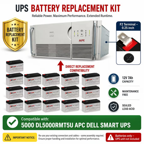 UPS Battery for 5000VA Dl5000rmt5u APC Dell Smart UPS 12V 7Ah 16 Pack UPS Batteries CB Range