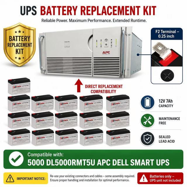 UPS Battery for 5000VA Dl5000rmt5u APC Dell Smart UPS 12V 7Ah 16 Pack UPS Batteries CB Range