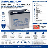 6-dzm-20 12 Volt 22 Ah Deep Cycle Scooter Battery Threaded Sealed Lead Acid DriveMotion