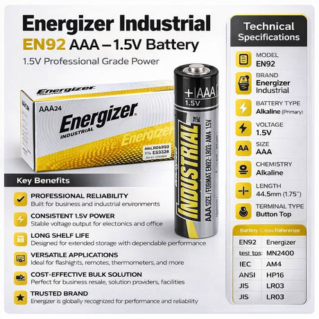 Energizer Industrial Aaa En92 Alkaline Battery Model - Non Rechargeable Other CB Range