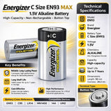 Energizer C Industrial Alkaline Batteries Model En93 - Non Rechargeable Other Energizer