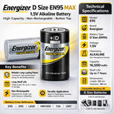 Energizer D Industrial Alkaline Batteries Model En95 - Non Rechargeable Other CB Range