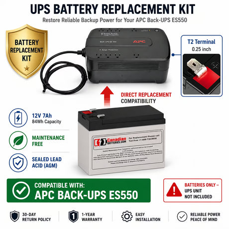 APC Back-UPS ES550 Battery Replacement RBC2 12V 7Ah AGM UPS Batteries CB Range