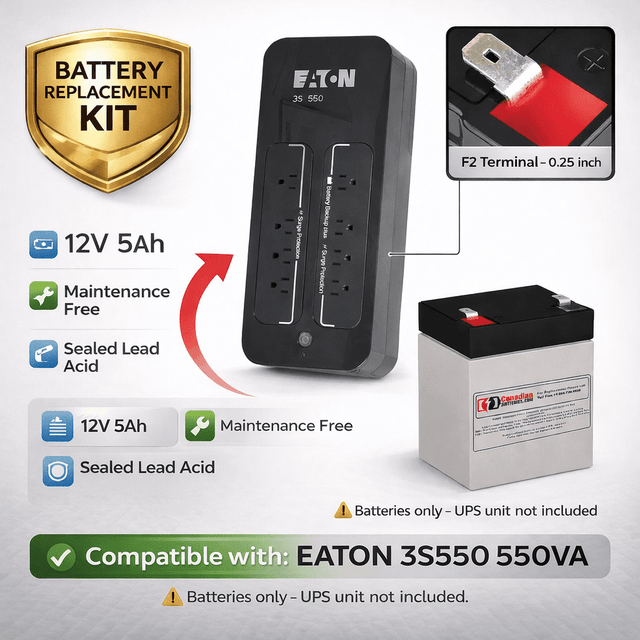 Battery For Eaton 3S550 550VA UPS, 1 X 12v, 5ah UPS Batteries CB Range