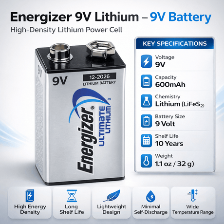 Energizer Lithium 9v Battery - Non Rechargeable Other Energizer