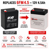 12V, 4.5Ah, replacement battery for Esg 6fm4.5 with F1 terminals Sealed Lead Acid CB Generic